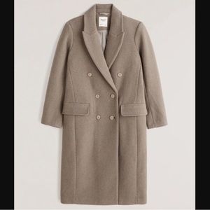 NWOT Abercrombie double breasted dad wool blend coat size XSP - brown
